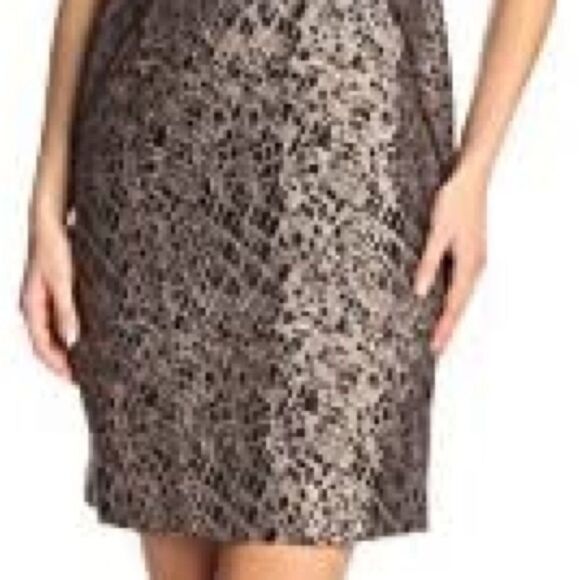 Jones New York Dress Women's Size 14 Taupe & Black Sleeveless Sheath - Picture 3 of 11